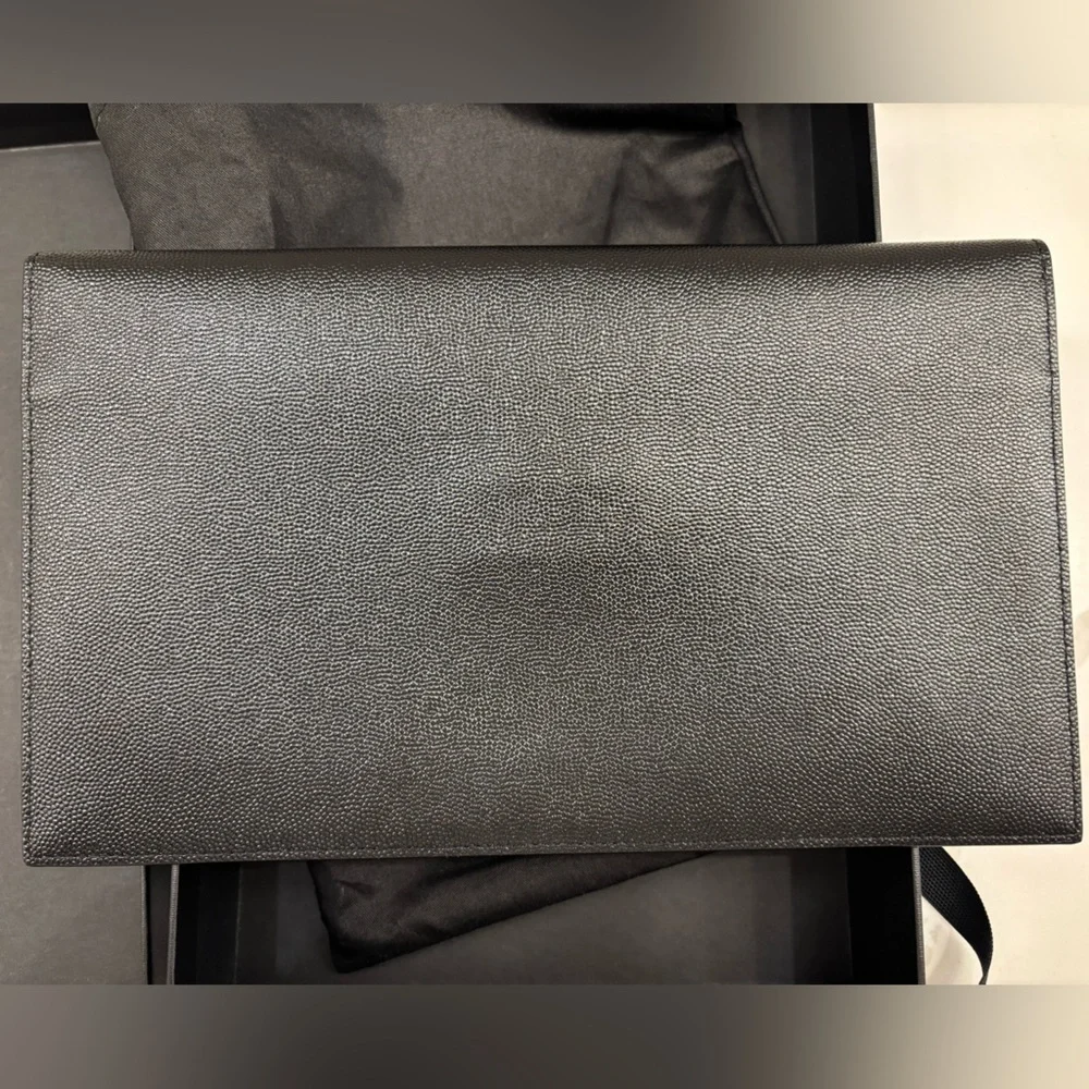 Saint Laurent Black Leather Envelope Clutch - Picture 6 of 8